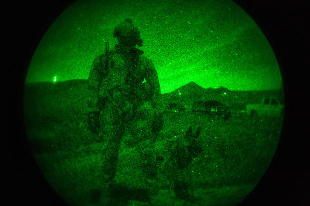 Camp Pendleton Marines conduct night-time K9 training Jan. 24, 2018. (U.S. Marine Corps/Lukas Kalinauskas.)