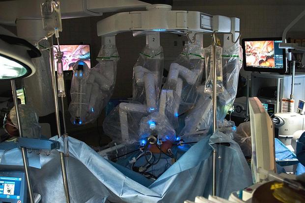 The Army performed the first robotic surgery in the Department of Defense at the William Beaumont Army Medical Center in El Paso, Texas, in 2016 using the da Vinci Xi surgical system. Army photo