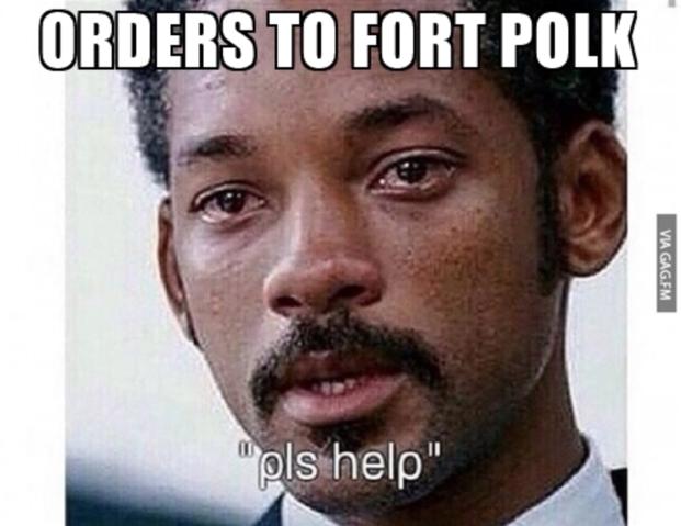 "Orders to Fort Polk" Meme: Will Smith, "pls help"