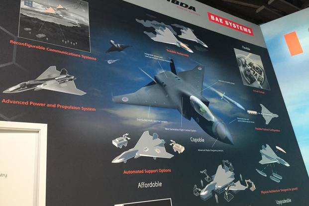 Display for the BAE Systems Tempest aircraft at Farnborough Air Show, Tuesday, July 17, 2018. (Oriana Pawlyk/Military.com)