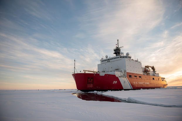 The U.S. Coast Guard Cutter Healy (WAGB-20) is in the ice Wednesday, Oct. 3, 2018, about 715 miles north of Barrow, Alaska, in the Arctic. (NyxoLyno Cangemi/U.S. Coast Guard)