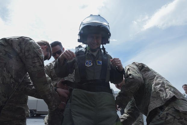 Air National Guard deputy director wears bomb suit