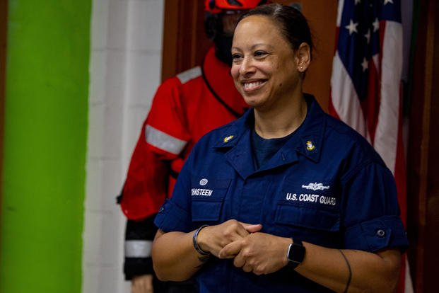 Coast Guard pioneer speaks as part of diversity initiative.