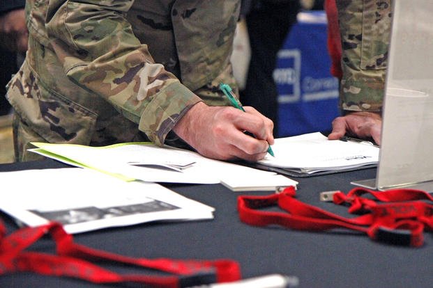 Twice a year, the Army Community Service Employment Readiness Program staff at East Fort Bliss, Texas, holds a hiring event for military spouses and service members transitioning out of the military. 