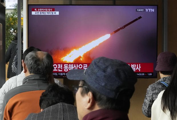 North Korea's missile launch during a news program at the Seoul Railway Station in Seoul, South Korea
