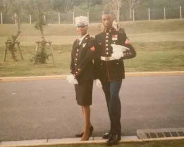 At the Marine Corps Ball with a friend in 1996 (not the sailor mentioned in the essay). (Photo courtesy of Shayla Sullivan.) At the Marine Corps Ball with a friend in 1996 (not the sailor mentioned in the essay). (Photo courtesy of Shayla Sullivan.)