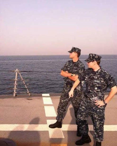 Dylan and a shipmate in 2012. (Photo courtesy of Dylan Harrington) Dylan and a shipmate in 2012. (Photo courtesy of Dylan Harrington)