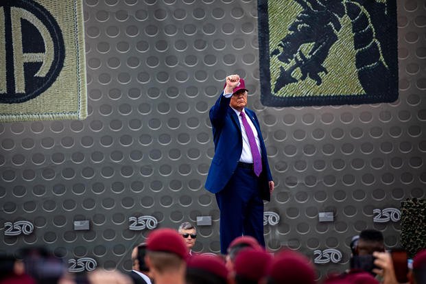 President Donald J. Trump attends the U.S. Army 250th Birthday Celebration at Fort Bragg, N.C., June 10, 2025. (U.S. Army photo by Jaquari Lindsey) President Trump attends the Army Birthday Celebration at Fort Bragg