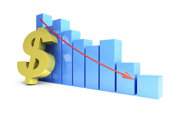 Downward Trending Bar Chart With Dollar Sign