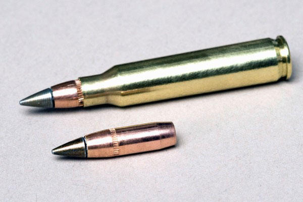 The U.S. Army’s M855A1 5.56mm round, inside and outside of its casing. The Army adopted the M855A1 in 2010 to replace the Cold-War era M855 round. (Army)