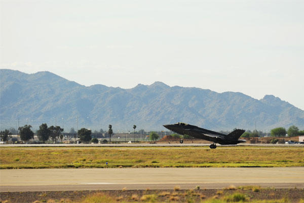 A pilot from Luke Air Force Base, Ariz., flew the 1,000th F-35A Lightning II training sortie March 31, 2015. (U.S. Air Force photo/Staff Sgt. Staci Miller)