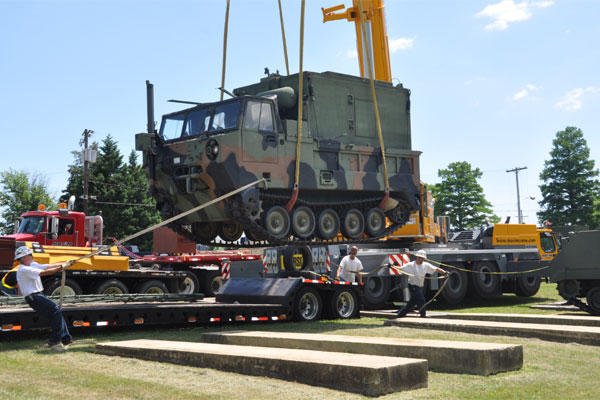 An AN/MLQ-34 "TACJAM" Countermeasure Set is moved from Fort Monmouth, N.J., to a museum in Aberdeen Proving Ground, Md., July 14, 2011. (U.S. Army file photo)