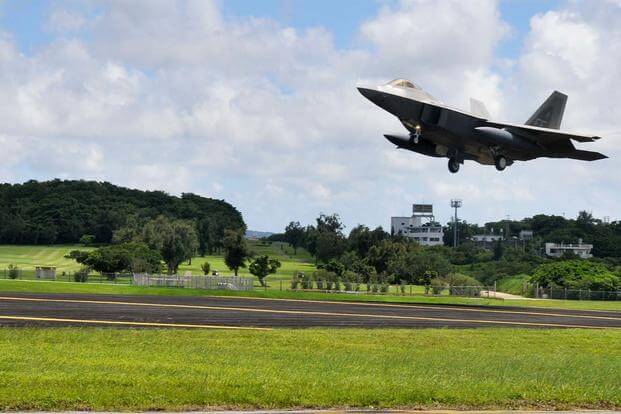F-22A Raptors from the 1st Fighter Wing, Joint Base Langley-Eustis, Va., deployed to Kadena Air Base, Japan, on July 28, 2012. (U.S. Air Force photo/Staff Sgt. Darnell T. Cannady)