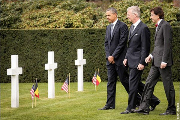 President Obama visited the Flanders Field cemetery to reflect on the World War I anniversary.