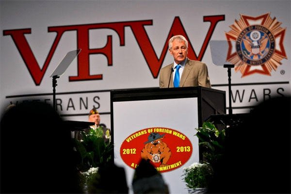 Secretary of Defense Chuck Hagel delivers remarks to attendees of the Veterans of Foreign War National Convention., July 22, 2013. (Glenn Fawcett/Department of Defense)