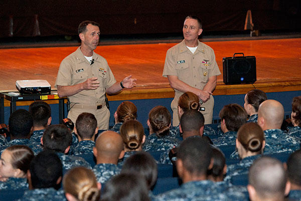 Chief of Naval Operations Adm. John Richardson and Master Chief Petty Officer of the Navy Mike Stevens. Official U.S. Navy file photo.