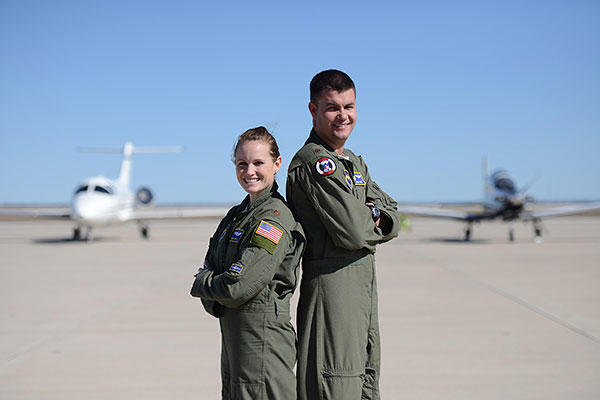 Majs. Regina Wall and Jared Wall are stationed at Laughlin Air Force Base, Texas. (U.S. Air Force/A1C Brandon May)