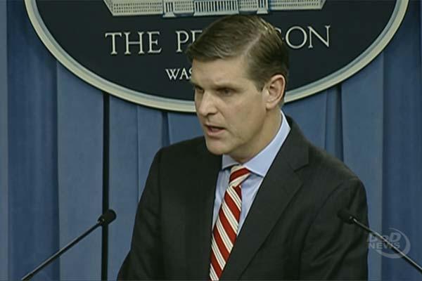 Pentagon Press Secretary Peter Cook conducts a press briefing with reporters at the Pentagon, May 26, 2016. (DoD Screengrab)