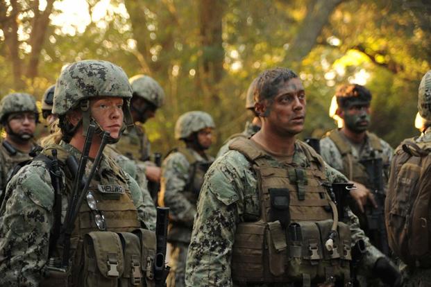 Sailors participating in the Riverine Combat Skills course (RCS) prepare for a field training exercise at Camp Lejeune, N.C., Oct. 24, 2012. (U.S. Navy/Specialist Seaman Heather M. Paape)