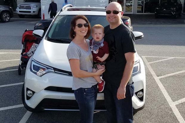 The Snell family with their new 2017 RAV4 SUV, provided by Toyota. The company chose to drop an appeal late last year over whether or not the family’s 2013 RAV4 was covered under Georgia’s lemon law. (Photo: Courtesy of Christina Snell.)