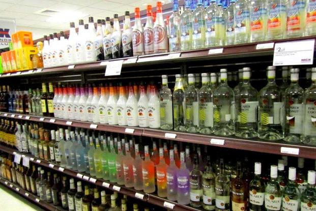Shelves of alcohol at the Quantico Package Store, Marine Corps Base Quantico, Virginia. (Photo: Courtesy Semper Fit and Exchange Services Division)