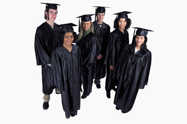A group of undergraduates in black robes.