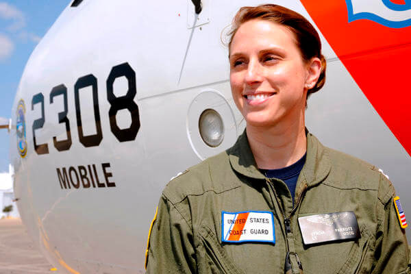 Female Coast Guard servicemember.