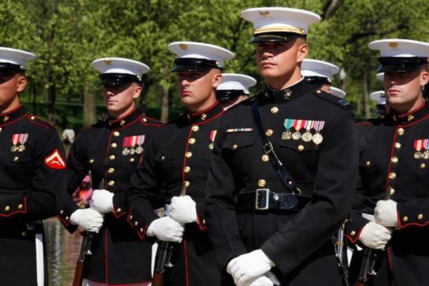 Marines at attention.