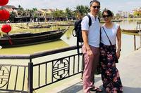 Navy Cmdr. Hien Trinh and his wife, Evelyne Vu-Tien, visit Danang, Vietnam, during the USS Carl Vinson's historic port call this month. (US Navy photo)