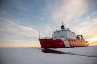 The U.S. Coast Guard Cutter Healy (WAGB-20) is in the ice Wednesday, Oct. 3, 2018, about 715 miles north of Barrow, Alaska, in the Arctic. (NyxoLyno Cangemi/U.S. Coast Guard)