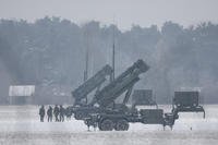 Patriot missile launchers are seen deployed in Warsaw, Poland.