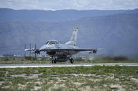 F-16 Fighting Falcon ready for take-off in preparation to perform a final joint flying mission at Holloman Air Force Base