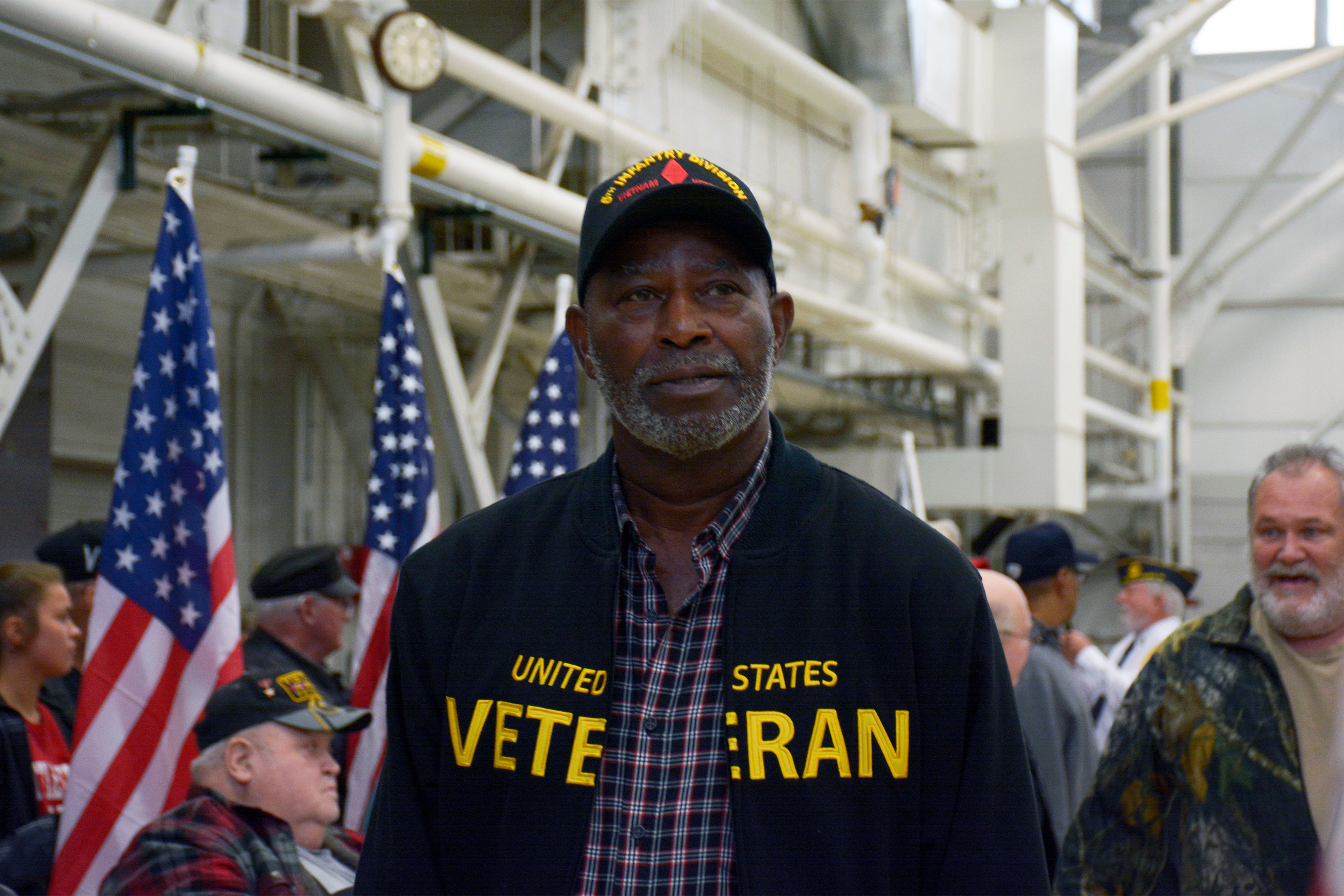 Vietnam Veterans are welcomed home by 110th Attack Wing Airmen, October 27, 2017, in Battle Creek, Michigan. These veterans came from all U.S. Military service branches. (U.S. Air Force/Tiffany Clark)