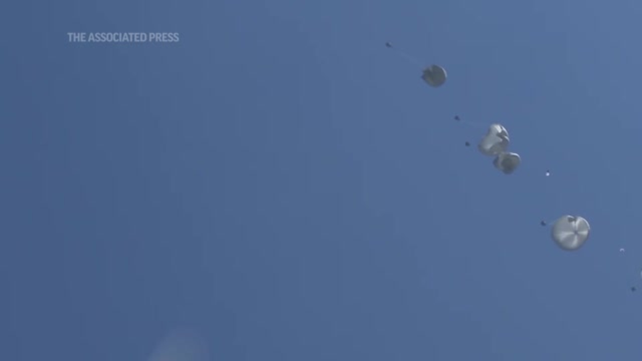 Aid Drop Over Khan Younis as Israel Military Continues Operation Against Militants