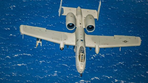 An A-10 Thunderbolt II from the 442nd Fighter Wing, out of Whiteman Air Force Base, Mo., flies over the Atlantic Ocean during the National Salute to America’s Heroes Air and Sea Show media day May 26, 2017, at Miami Beach, Fla. (U.S. Air Force photo/Staff Sgt. Jared Trimarchi)