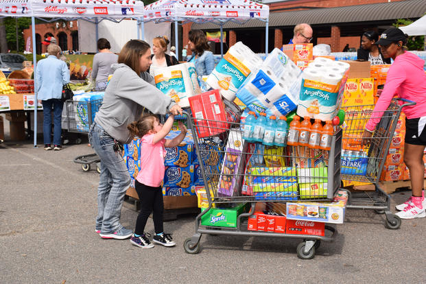  A scene from a Customer Appreciation Case Lot Sale at the Fort Lee, Virginia, Commissary. (DeCA/ Jessica Rouse)