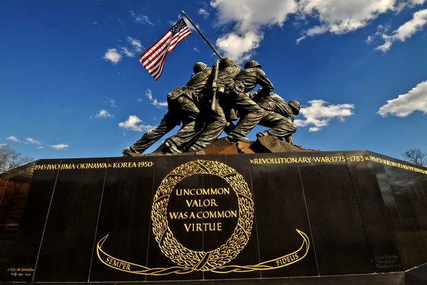 The names of the Iraq and Afghanistan wars have been engraved on the U.S. Marine Corps War Memorial -- the "Iwo Jima Memorial" -- in Arlington, Va. (US Marine Corps photo)