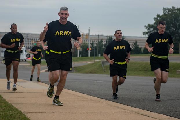 FILE PHOTO -- Soldiers assigned to the 3d U.S. Infantry Regiment (The Old Guard) participate in a group run to the 9/11 memorial at the Pentagon in Arlington, Va., Sept. 19, 2017. (Photo Credit: Pvt. Lane Hiser)