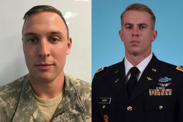 1st Lt. Clayton R. Cullen and Chief Warrant Officer 2 Kevin F. Burke died Jan. 20, 2018, in an AH-64 Apache helicopter crash at Fort Irwin California. (U.S. Army photos)