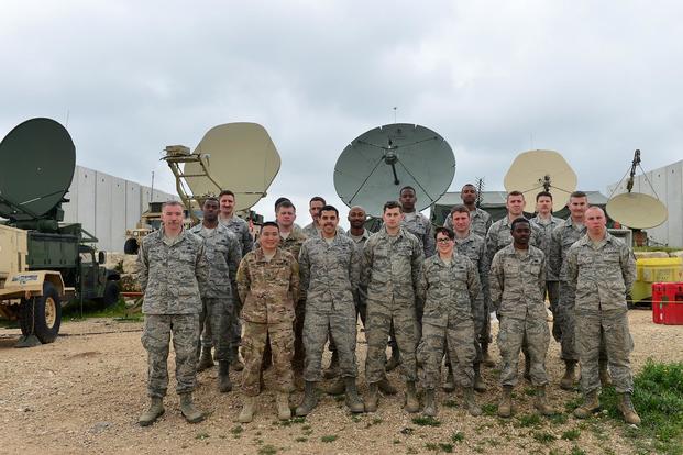 FILE -- Airmen from the 1st Combat Communications Squadron, 52nd CBCS and soldiers from the 44th Expeditionary Signals Battalion work together to support U.S. European Command exercise Juniper Cobra 16 in Israel, March 3, 2016. (U.S. European Command/ Staff Sgt. Stephanie Longoria)