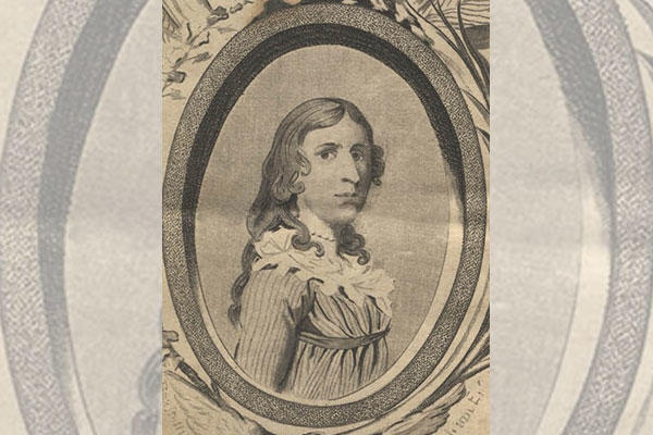 Engraved portrait of Deborah Sampson. (Massachusetts Historical Society)