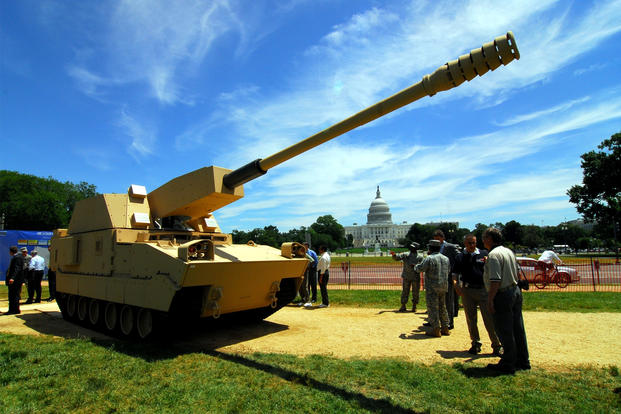 Prototype 1 of the Non-Line of Sight Cannon was unveiled June 11, 2008 on the National Mall in Washington, D.C. The weapon was part of the Army's Future Combat Systems modernization program -- cancelled in 2009. (US Army photo/C. Todd Lopez)