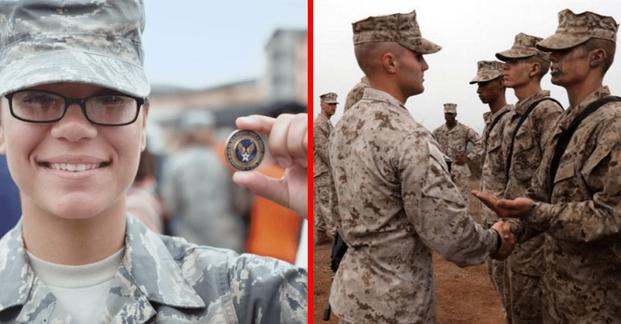 Air Force coin vs Marine Corps Eagle, Global, and Anchor