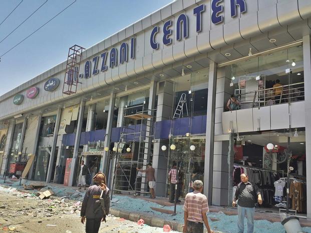 Yemen shopping mall after bombing (Wikimedia image)