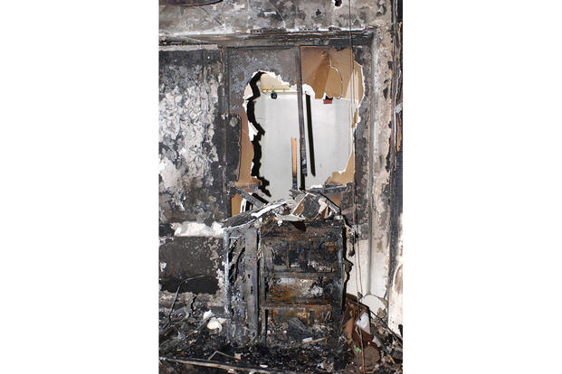 View of a damaged office on the fifth floor of the Pentagon. (Air Force photo by Staff Sgt. Larry A. Simmons)