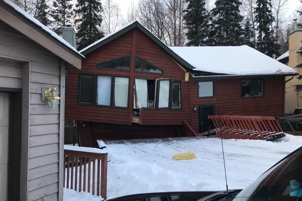 The rental home of an Army family literally fell apart during Alaska's Nov. 30 7.0 magnitude earthquake. (Photo courtesy of Logan Cushman)