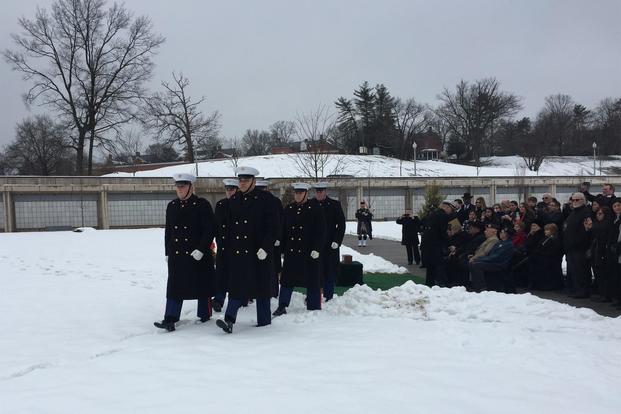 Retired Marine Staff Sgt. R. Lee Ermey is buried at Arlington National Cemetery, January 18, 2019. (Military.com/Oriana Pawlyk)
