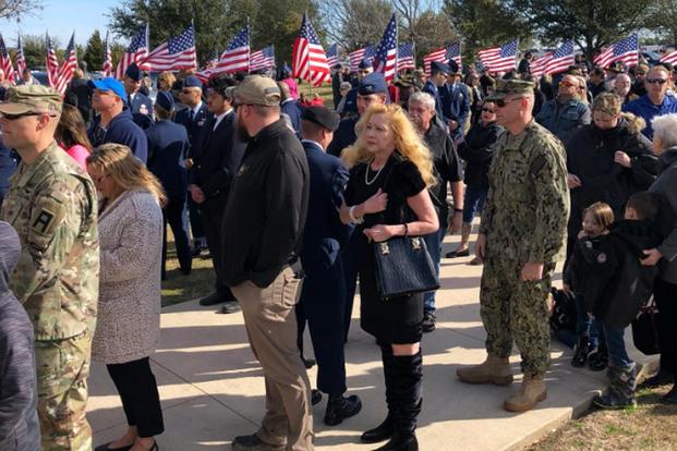 Thousands of strangers responded to an appeal to attend the funeral of Air Force veteran Joseph Walker. (Texas General Land Office)