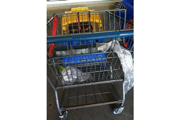 Trash in a shopping cart on Fort Irwin, California, snapped by then CSM Dale J. Perez. (Facebook)