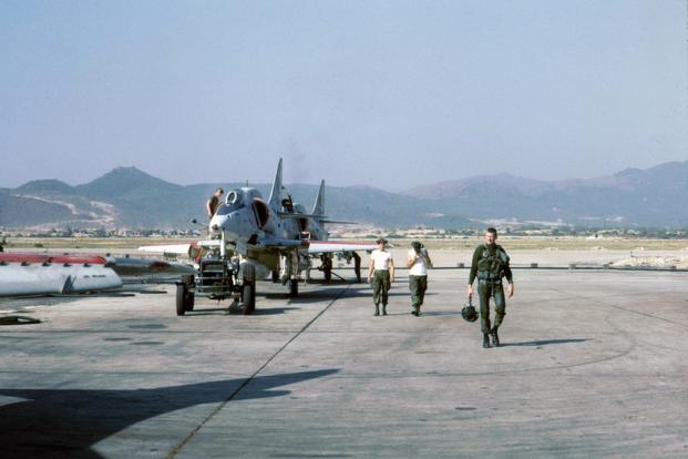 Marine 1st Lt. Bernard Plassmeyer on a flight line in Vietnam in April 1970. He went missing that September. Photo courtesy of Norb Plassmeyer